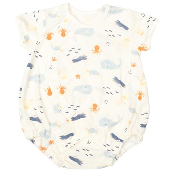 akachan honpo - 圓潤版型包屁衣-航海圖案-淺藍色-日本製