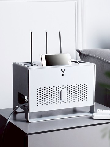 路由器收納盒 wifi無線路由器收納盒機頂盒置物架插線板插座光貓電線遮擋桌面的『XY12257』