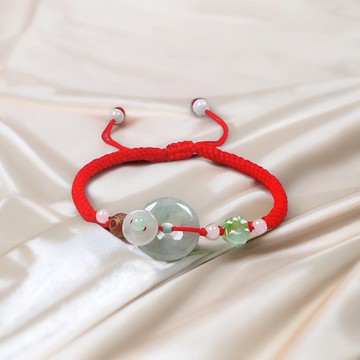 【願‧平安】冰種翡翠平安扣編織手鍊 | 天然緬甸翡翠A貨 | 送禮