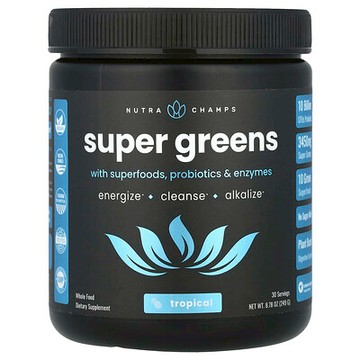 NutraChamps, 含 Superfood、益生菌和酶的 Super Greens，熱帶風味，8.87 盎司（249 克）