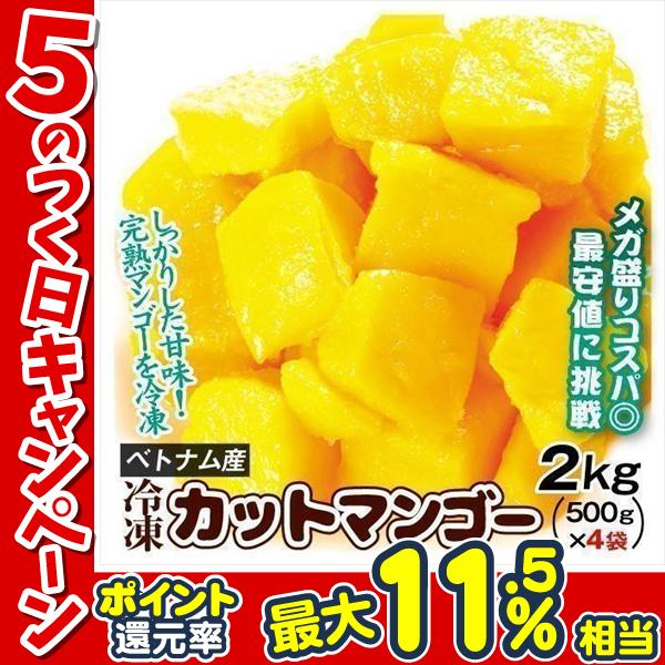 マンゴー 冷凍マンゴー カット済み 2kg（500g×4袋）ベトナム産 完熟 送料無料 フローズンマンゴー スイーツ 冷凍便 国華園