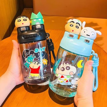 蠟筆小新Tritan兒童水杯大容量男女孩幼兒園上學專用吸管杯子可愛