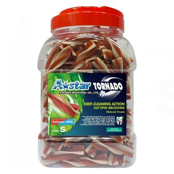 A star 漩力淨潔牙棒 S桶裝 深層清潔 360°旋轉刷牙 天然成分  鮭魚 + 牛奶  810g  1桶