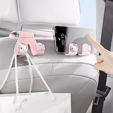 Hellokitty車用掛鈎 汽車掛鉤 車用椅背掛勾 汽車掛勾 椅背掛勾 可愛汽車後排座椅多功能車載置物收納掛勾雙頭