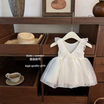 Mini baby🌷出片小白裙!女寶甜美高級感生日禮服背心公主裙