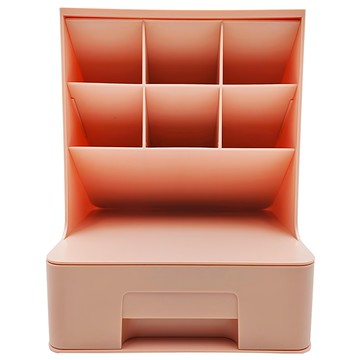 FAmILyLIFE 生活 多功能抽屜式筆筒化妝品收納盒 18 x 13.5 x 24cm  文雅粉  1個