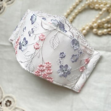 ♥♥ 時髦的舟形蕾絲口罩!! ♥♥ 溫柔印花刺繡・舟形口罩・・^^♥♥