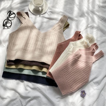 小香風馬甲女春秋新款外搭小背心疊穿短款針織馬夾上衣