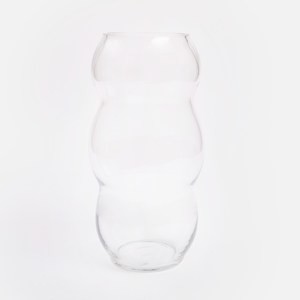 奧可利造型透明玻璃花器30cm 曲線形