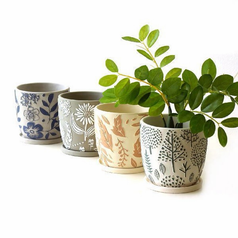 鉢カバー プランターおしゃれ 陶器 ポットカバー 5号 スタンド 北欧 ボタニカル かわいい プランターカバー 観葉植物 レリーフプランター 4タイプ 通販 Lineポイント最大0 5 Get Lineショッピング