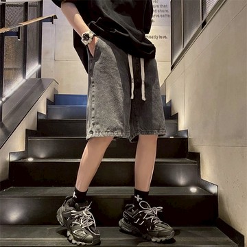 短褲男 牛仔短褲 夏季百搭短褲 水洗牛仔短褲男 五分褲 直筒褲 中腰牛仔短褲 褲子男 美式韓系青少年短褲 大呎碼短褲