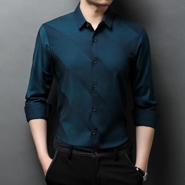 修身青年百搭休閑免燙微彈襯衫