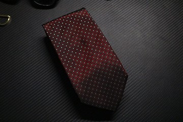 酒紅色小碎花真絲領帶/洋氣百搭necktie