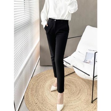 春秋薄款175女高個子黑色小腳工作褲顯瘦職業褲九分褲加長褲順滑