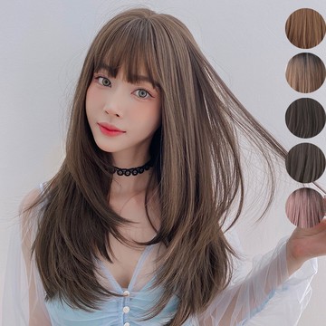 [台灣出貨附發票] 漸變色整頂假髮 假髮 空氣劉海 假髮女 wig 假髮女整頂 中長假髮 中長款假髮 女生假髮 假頭髮