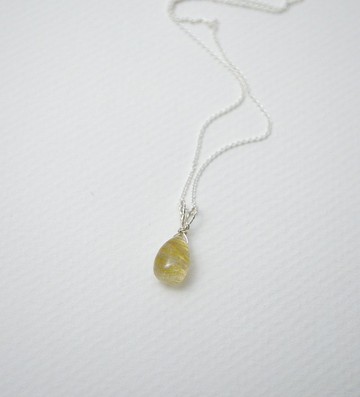 簡單小石系列-水滴‧鈦晶‧純銀項鍊