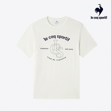 【LE COQ SPORTIF 法國公雞】男款白色休閒經典短袖T恤LYT21301