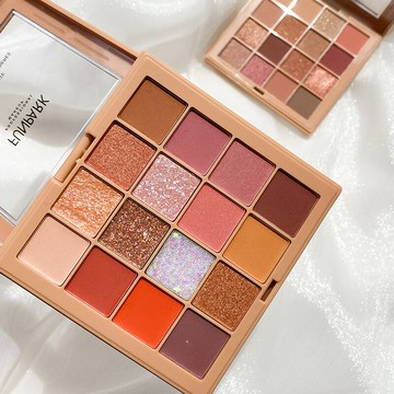 大地色眼影盤ins超火閃粉珠光防水啞光暖橘色平價學生網紅獨角獸