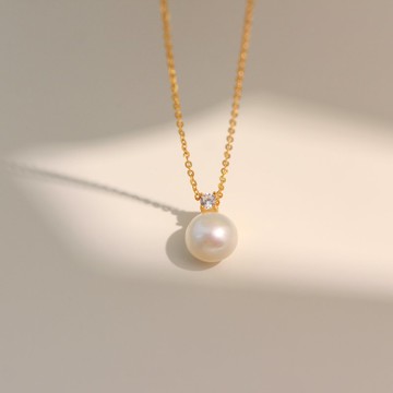 天然淡水珍珠項鏈 s925銀鍍18k金