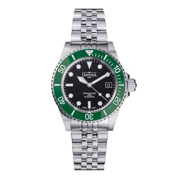 DAVOSA 161.550.07 TERNOS DIVER 綠色陶瓷圈200M專業潛水錶-實心鋼帶PentaLink五銖款/40mm