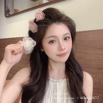⚡臺灣爆品⚡山茶花朵髮夾女後腦勺夾劉海側邊夾小抓夾鯊魚夾子氣質超僊髮飾 RDKC