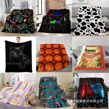 跨境熱賣法蘭絨毛毯沙發毯印花蓋毯辦公室毯子卡通動漫DIY毯