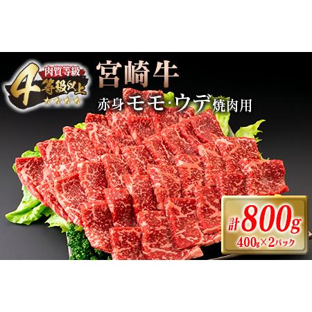 ふるさと納税 肉≪A4等級等級以上≫宮崎牛赤身モモ・ウデ焼肉用セット(計800g) D42-20 宮崎県日南市