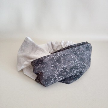 交叉款髮帶 髮箍 亮灰植物圖案 29