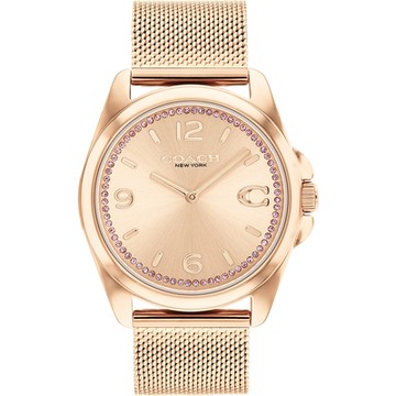 COACH 美麗C字晶鑽米蘭帶女錶-玫瑰金/36mm 14504143