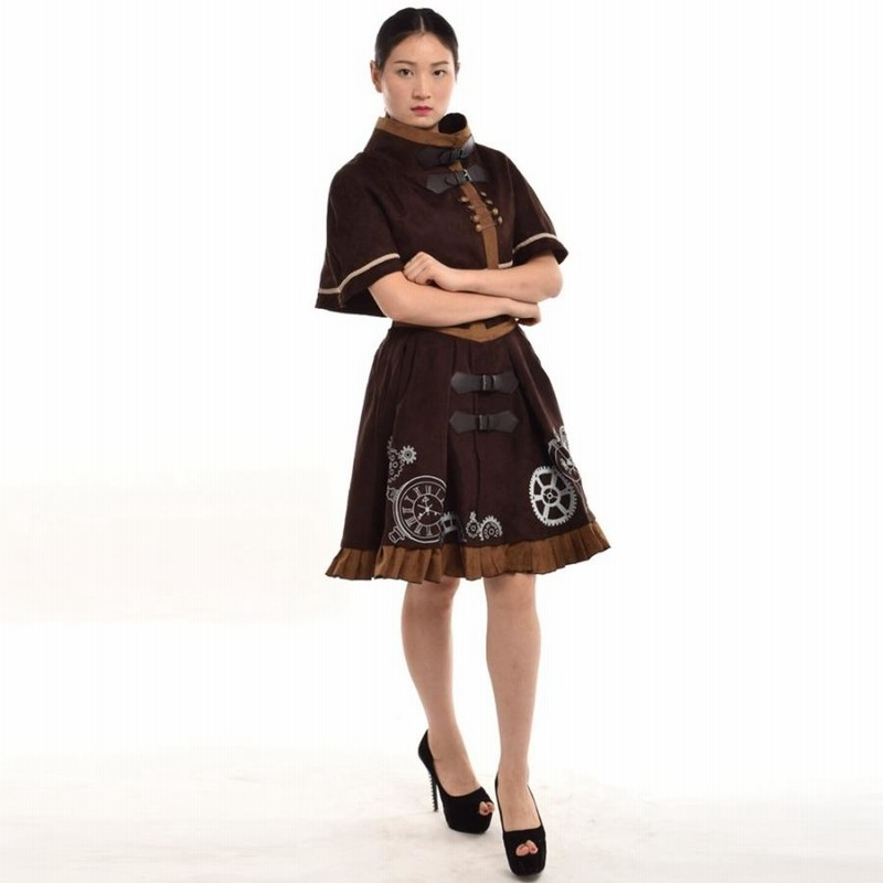 ロリータレズ ゴシック スチームパンクドレス 女性 ビクトリア朝 ロリータ 刺繍レースアップ コルセット Brown XXL | LINEブランドカタログ