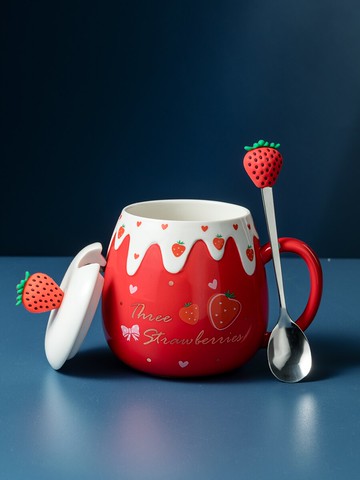 陶瓷杯子帶蓋勺馬克杯女可愛水杯高顏值情侶辦公室女大容量ins風