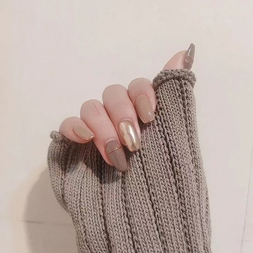 𝕌ℕ𝕀𝕂𝕆𝕆【摩卡奶泡☕】氣質金屬感 手工穿戴甲 芭蕾款 金屬色 指甲貼片 美甲貼片