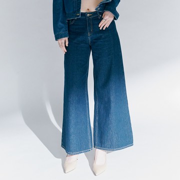 SOMETHING｜女裝｜微破損中腰丹寧寬褲