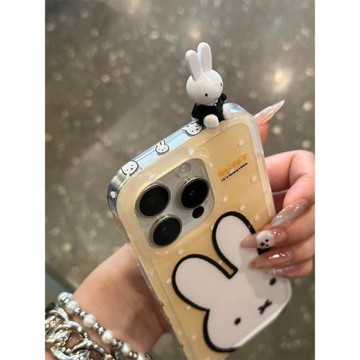 歐略 韓系ins小波點可愛立體米菲兔適用蘋果15手機殼16promax新款iphone14亞克力13個性12女14pro防摔保護套