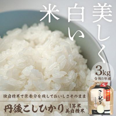 ふるさと納税 京丹後市 令和5年産　丹後こしひかり1等米3kg　美白精米