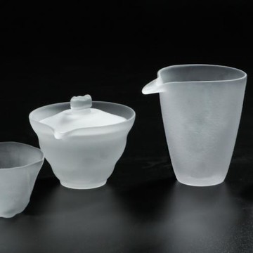 玻璃套裝家用輕奢磨砂蓋碗功夫茶具辦公室高端茶杯白菜杯公杯單杯