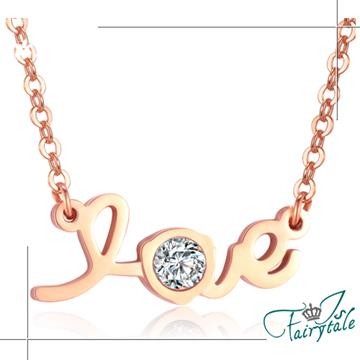 【伊飾童話】LOVE的話語＊鋯石玫瑰金項鍊