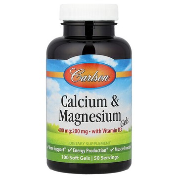 Carlson, 含維生素 D3 的鈣鎂凝膠，100 粒軟膠囊