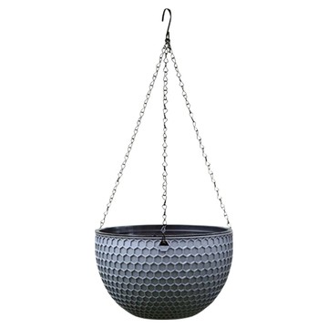 園藝大王 自吸水懸掛式花盆 藤編塑膠吊籃盆 T0058  1個  16.5 x 11cm  灰色