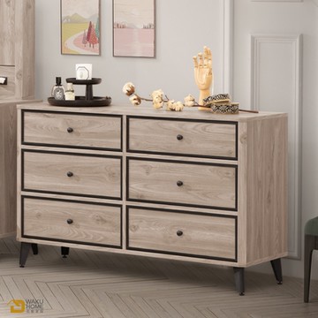 WAKUHOME 瓦酷家具 Ivy時尚輕工業風六斗櫃A011-I204 寬120X深40X高76(公分)