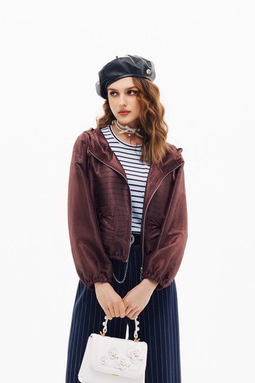 櫻桃巧克力色連帽外套