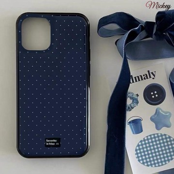 韓系ins藍小波點iPhone16promax適用15蘋果17手機殼14軟殼11女12