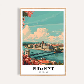 布達佩斯 多瑙河畔 Budapest / 城市景觀插畫海報 掛畫