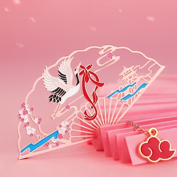 精致鏤空黃銅金屬藝術書簽云中仙鶴簡約文藝精美創意唯美紀念品古典小清新卡通禮物可愛小禮品學生用