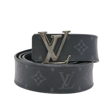 LOUIS VUITTON LV 路易威登 Initiales 40mm 雙面皮帶 黑色 原花 PVC塗層帆布 100CM M9043N 【二手名牌BRAND OFF】