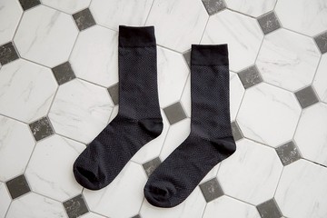 幾何菱紋紳士襪 經典黑