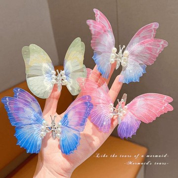 臺灣出貨✈️【可開發票】會動的蝴蝶髮夾兒童頭花2026年新款森系仙美蝴蝶翅膀髮卡夾子頭飾