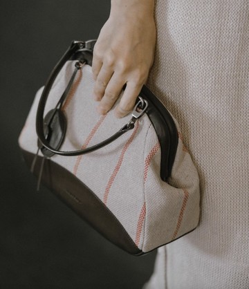 口金系列 織紋亞麻手拎袋 云朵小托特 手工製