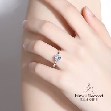 Alesai 艾尼希亞鑽石 1克拉鑽戒 14K 六爪鑽戒  DVVS1 培育鑽石 3EX 車工