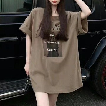 M-4XL 大尺碼女裝 短袖t恤 美版上衣 復古短袖T恤女 寬鬆潮牌夏季歐貨上衣服潮